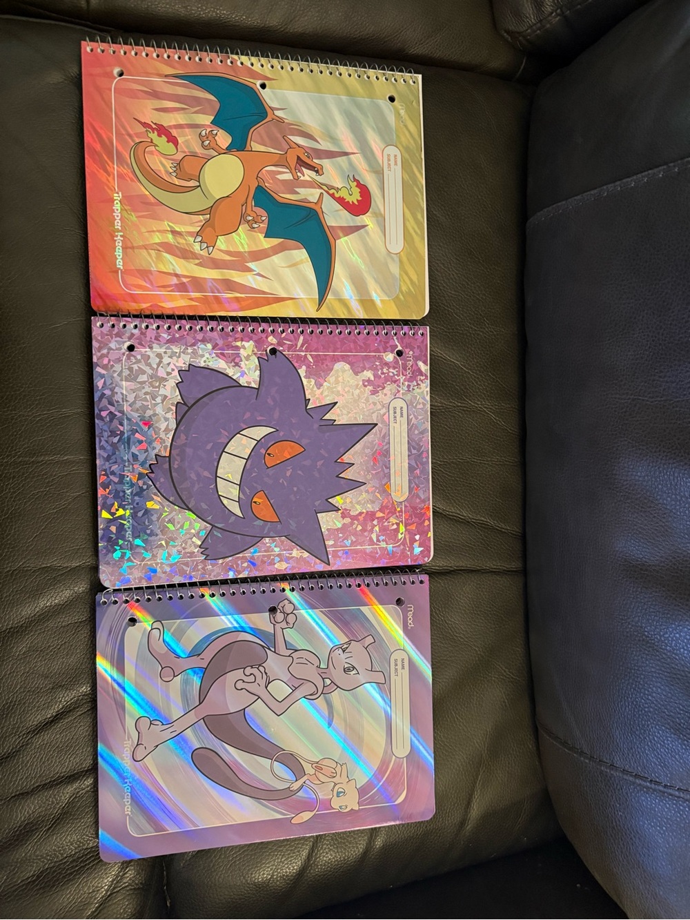 Pokemon Holographic Spiral Notebooks Set - Charizard, Gengar, Mewtwo